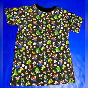 Nintendo Super Mario 3 Y2K Black Tee w/ Multicolor Character Print Size S
